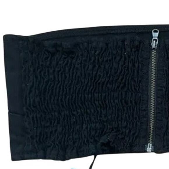 NWT WeWoreWhat Smocked Bandeau Top Sleeveless Zip Hook Eye‎ Back Closure M Black - Picture 8 of 16